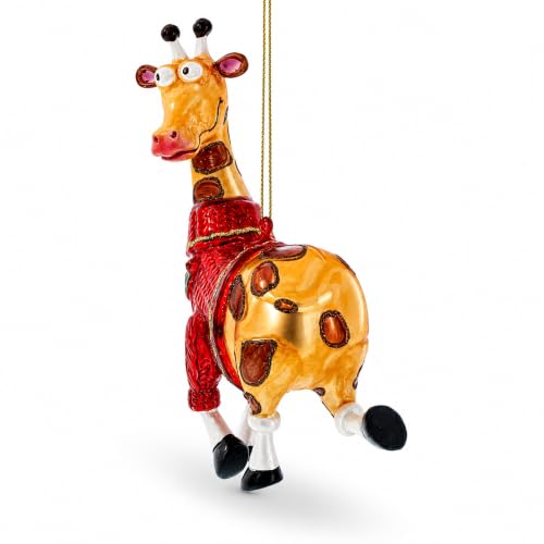 Giraffe Glass Christmas Ornament - Handcrafted Holiday Decor, Animal Lover Gift