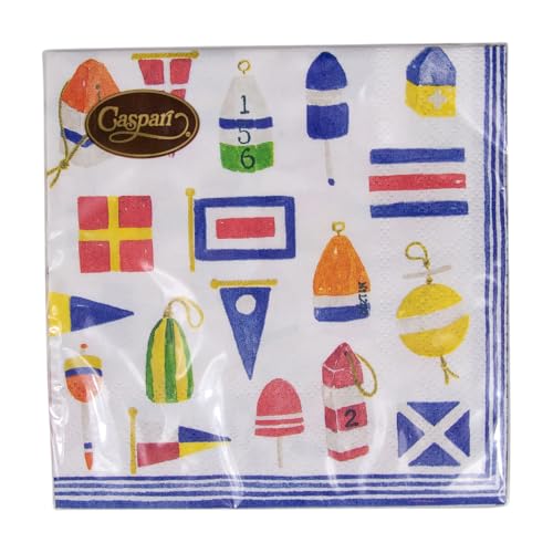 Caspari Nantucket Paper Cocktail Napkins - 20 Count, Eco-Friendly, Model 1
