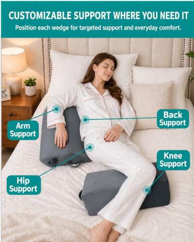 3-Piece Positioning Wedge Pillow Set for Side Sleeping Support