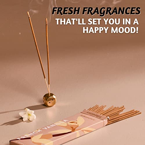French Vanilla Incense Sticks - 75 Count, 8-Inch Natural Low-Smoke Aromatherapy