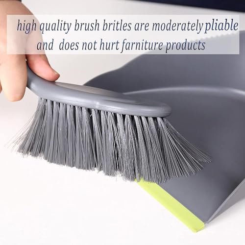 Small Handheld Dustpan and Brush Set with Self-Cleaning Scraper Teeth