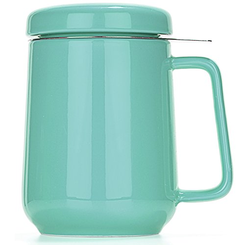 Tealyra Peak Turquoise Ceramic Tea Cup with Infuser - 19oz Large Mug for Hot Tea