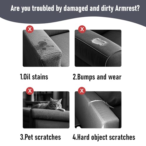 Sofa Arm Covers - Large Light Coffee Stretchy Armrest Protectors (Set of 2)