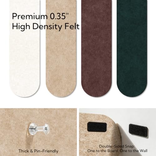 Felt Bulletin Board Strips 4-Pack, 24x16 Inch Wall Pin Board with Pins