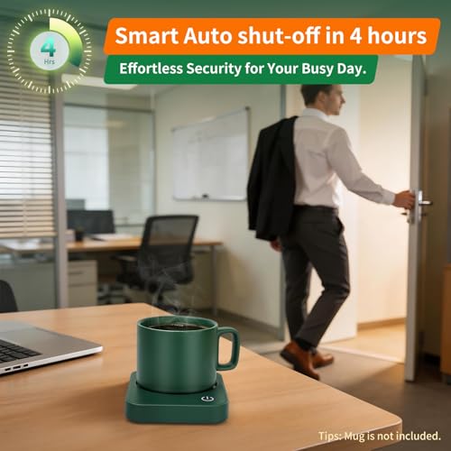 Electric Coffee Mug Warmer for Desk with 3-Temp Settings & Auto Shut Off