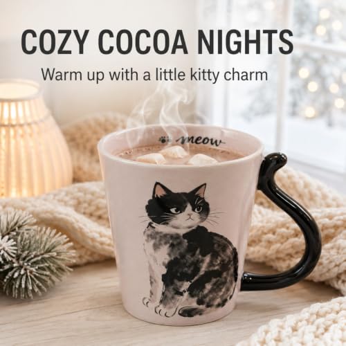 Cat Coffee Mug 18oz – Pink Variation (Cat-mug-Pink) Unique Gift for Cat Lovers