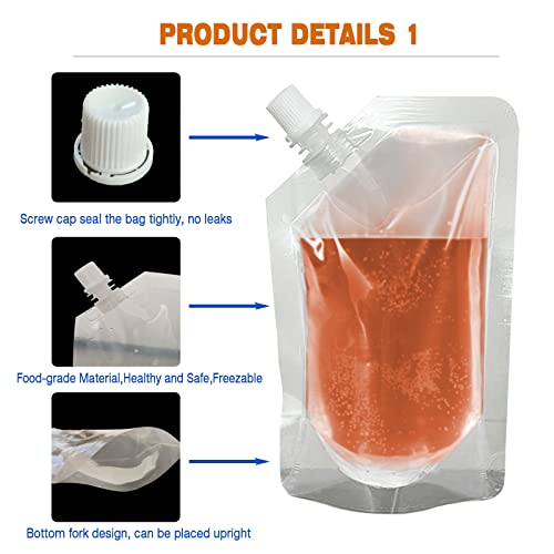 12Pcs Reusable Plastic Flasks Set with Funnel - 8OZ, 16OZ, 32OZ Food Grade Leak-Proof Drink Pouches