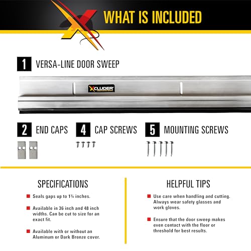 36-Inch Rodent-Proof Door Sweep - Heavy Duty Mill Aluminum Weather Seal