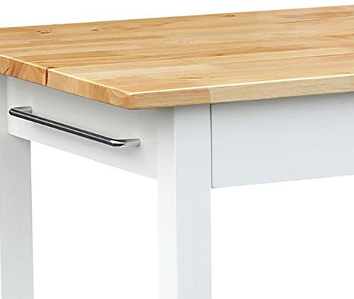 Solid Wood Kitchen Island Cart with Storage Shelves and Drawer, 40-Inch