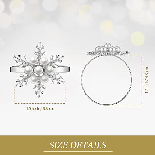 12 Pcs Christmas Snowflake Napkin Rings Holder - Holiday Table Decor