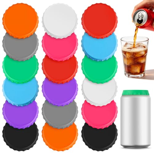 18-Piece Reusable Silicone Soda Can Lids, Carbonation-Saving Covers