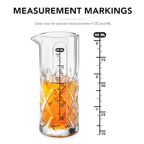 Final Touch Yarai Glass Cocktail Measuring Jigger with Pour Spout - 3.4 oz, Bar Tool