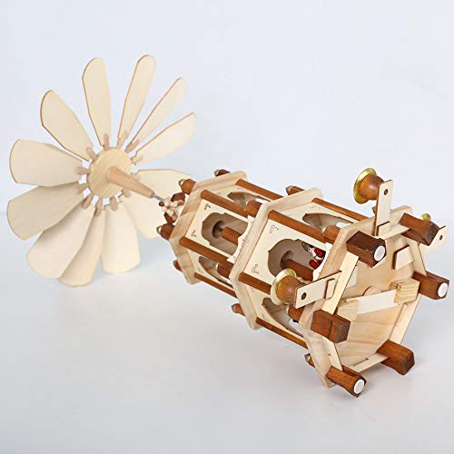 17-Inch Wooden Christmas Nativity Pyramid Carousel - 3-Tier Windmill Candle Holder