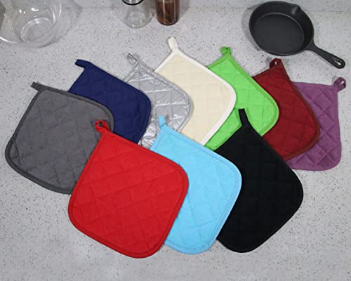 5-Piece Cotton Pot Holder Set, 8x8 Inch Heat-Resistant Kitchen Hot Pads