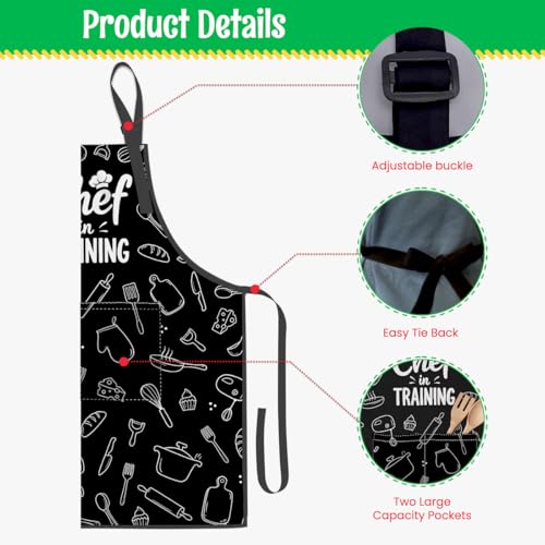 Kids Kitchen Apron and Chef Hat Set for Cooking and Baking