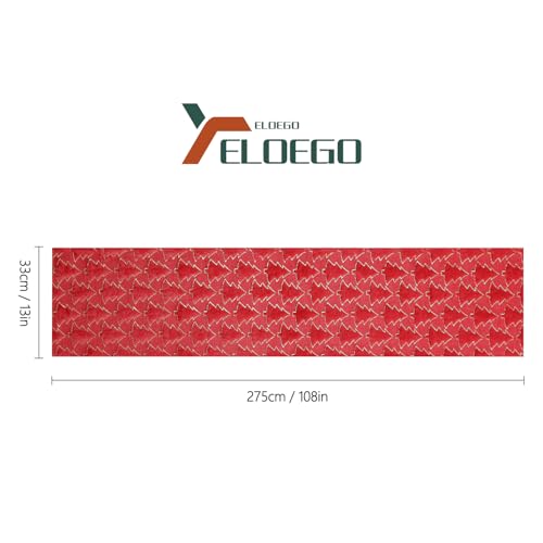 ELOEGO 13x108 Inch Christmas Table Runner - Red Xmas Trees Plush Decor for Indoor/Outdoor Holiday Dining