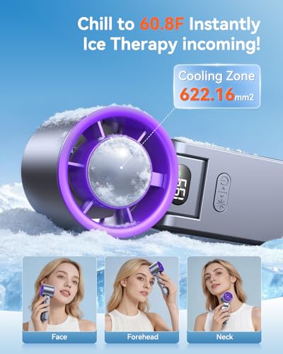 Portable Handheld Fan with Ice Cooler & 199 Speeds, 5500mAh Rechargeable