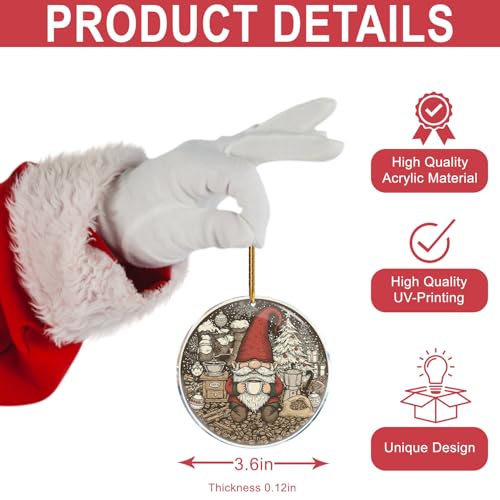 Family Gnome Christmas Ornament - Funny Gag Gifts for Women & Men - Acrylic Holiday Decor