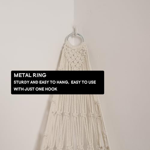 Boho Macrame Stuffed Animal Hammock for Corner Storage