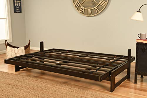 Full Size Futon Sofa Bed with Mocha Hardwood Frame and 7-Inch Mattress