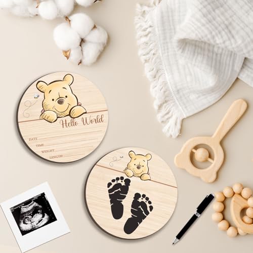 Wooden Newborn Birth Announcement Sign - 5.9 Inch Baby Photo Prop