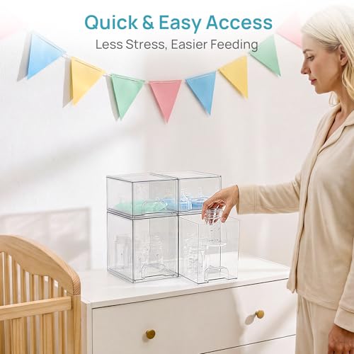 Vtopmart Stackable Storage Drawers Set of 4 - Small & Tall Baby Bottle Organizer