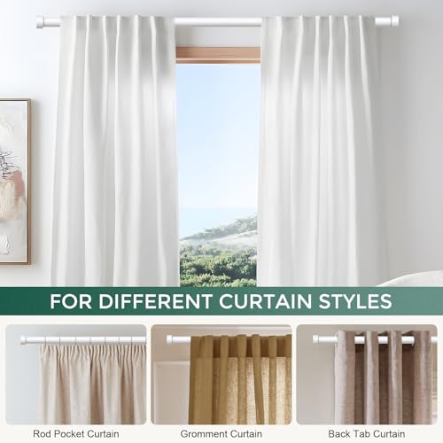 Heavy Duty Adjustable Curtain Rod, 1-Inch Diameter Steel Drape Pole 36-88 Inch
