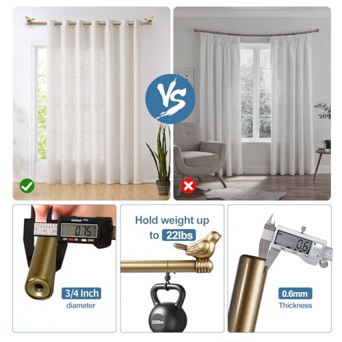 Adjustable Decorative Bird Curtain Rod Set, 3/4-Inch, 48 to 84 Inches