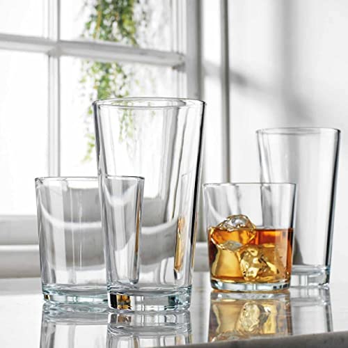 12-Piece Glassware Set - 17 oz Highball Glasses and 13 oz Whiskey Glasses