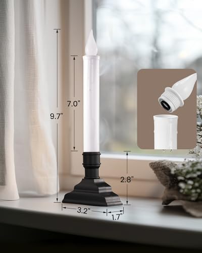 SURAIELEC 8-Pack Battery Operated Christmas Window Candles with Timer, Removable Holders, Safe Flameless LED for Holiday Decor