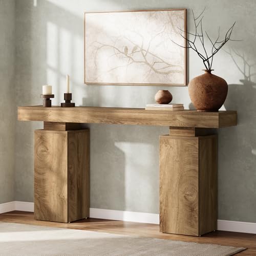 63-Inch Rustic Farmhouse Console Table for Entryway or Living Room