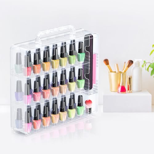 Beloving Clear Nail Polish Organizer 48 Bottles with Adjustable Dividers - Compact Storage Case