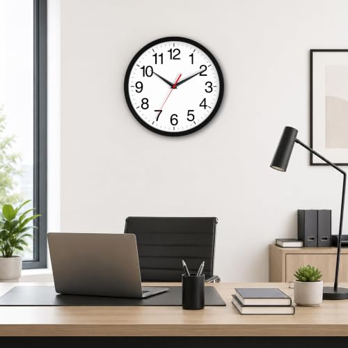10-Inch Silent Wall Clock - Non-Ticking Battery Operated Analog Clock