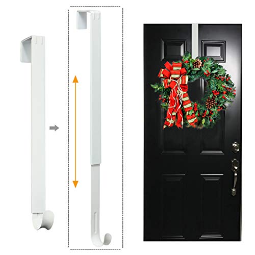 Adjustable Over the Door Wreath Hanger (14.9-25") - 20 lb Heavy Duty Metal Hook