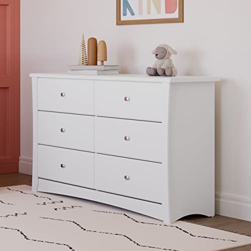 6-Drawer Nursery Dresser, Wood Storage Chest for Kids Bedroom, White