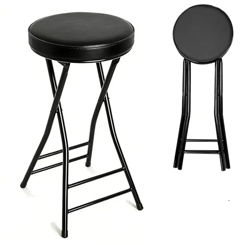 24-Inch Folding Bar Stool with Padded Seat and Backrest, Brown
