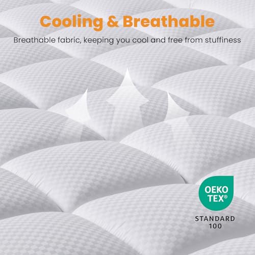 MATBEBY Full Size Mattress Pad - Cooling Breathable Quilted Mattress Topper with 21" Deep Pocket