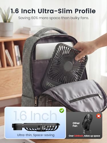Warmco D3 10000mAh Portable Travel Fan 7-Inch Quiet Battery Powered Desk Fan