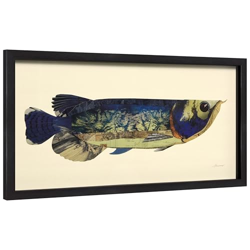 Empire Art Direct Arowana Dimensional Collage Handmade by Alex Zeng Framed Graphic Fish Animal Wall Art, 17 in x 33 in x 1.4 in, Ready to Hang