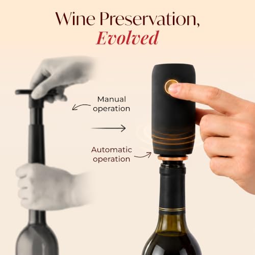 VIN FRESCO Black & Rose Gold Electric Wine Preserver Rechargeable Vacuum Sealer
