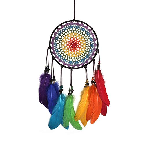 Colorful Rainbow Dream Catcher Handmade Wall Hanging for Kids Bedroom
