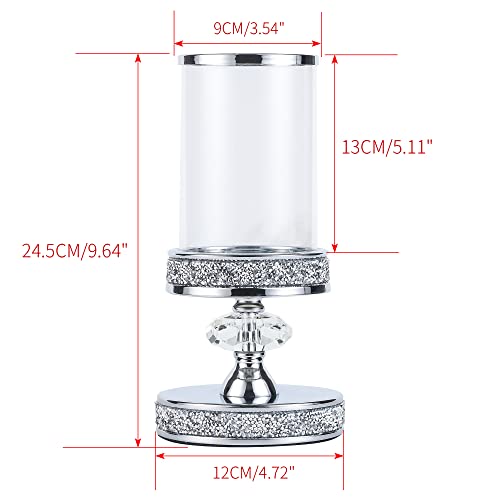 Hanjue Silver Crystal Ball Candle Holder for Pillar Candles Wedding Home Decor