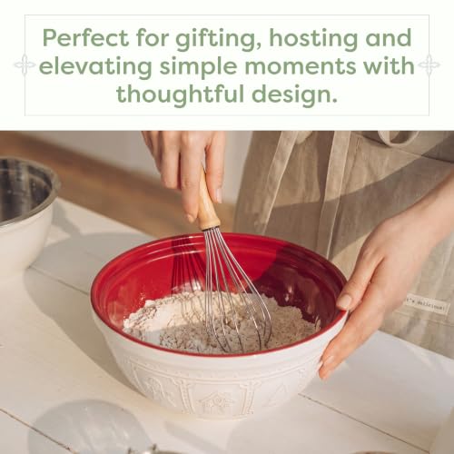 Demdaco Festive 126 oz Mixing Bowl with Whisk Set — Red & White