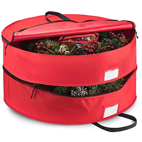 30-Inch Christmas Wreath Storage Bag Oxford Fabric Dual Zipper