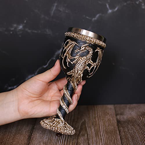 Medieval Dragon Chalice 7oz Stainless Steel Gothic Wine Goblet