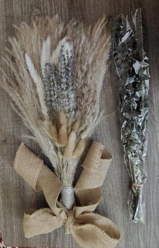 Natural Dried Pampas Grass Bouquet - Boho Floral Arrangement for Home Decor