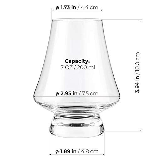 LUXBE Set of 4 Crystal Bourbon Whisky Tasting Glasses - 7oz Snifter with Narrow Rim, Handcrafted