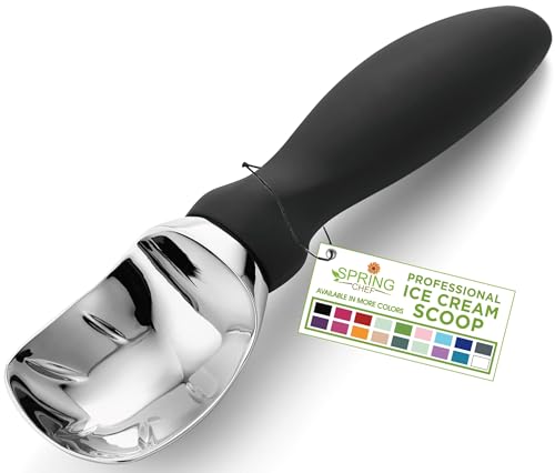 Heavy Duty Metal Ice Cream Scoop with Soft Grip Handle