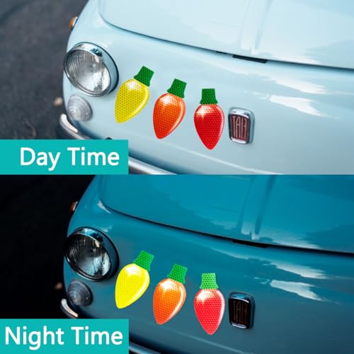 Bulb-Shaped 190PCS Christmas Car Refrigerator Magnets Reflective Holiday Decor