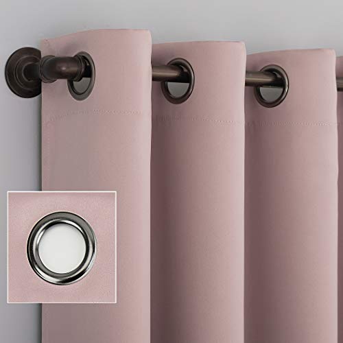 Sun Zero Nordic 2-pack Theater Grade Extreme 100% Blackout Grommet Curtain Panel Pair, 52" x 63", Blush Pink